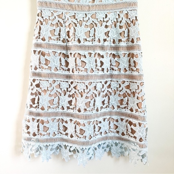 ELIZA J Floral Guipure-Lace Light Blue Short Sleeve Mini Dress sz 0P - Picture 8 of 12